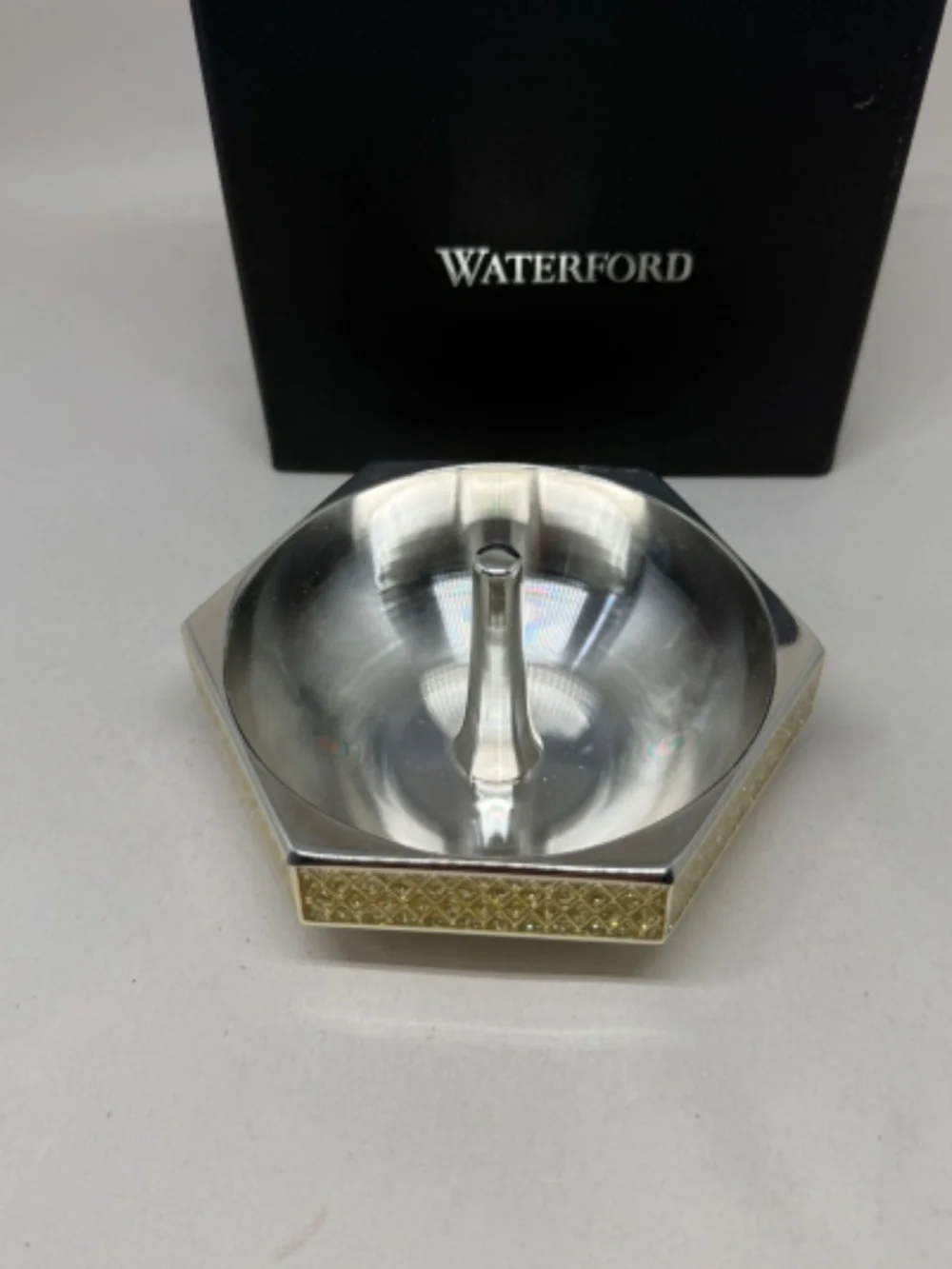 NIB Waterford Lismore Diamond Silver Ring Holder